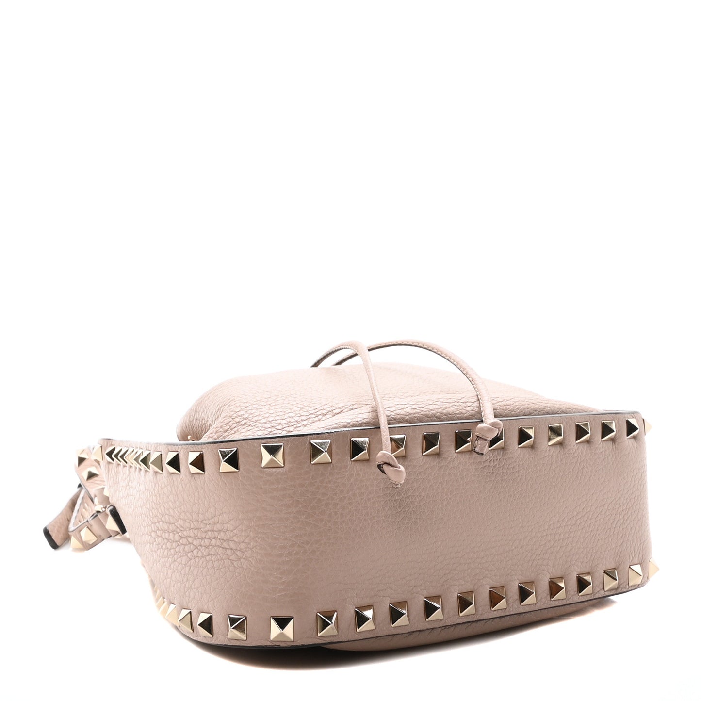 Grained Calfskin Rockstud Bucket Bag Poudre