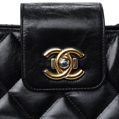 Chanel Glazed Calfskin Quilted Tote Black 13 of 13