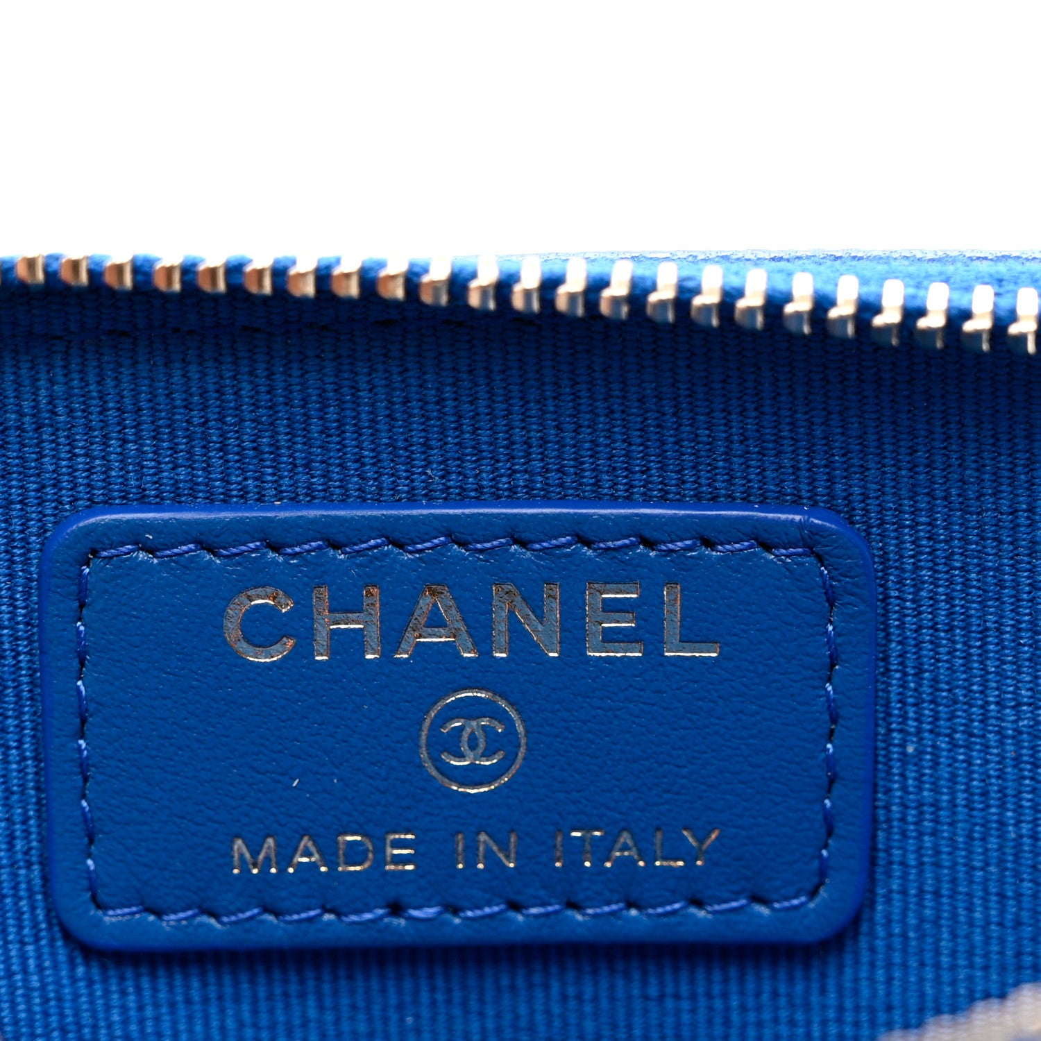 Chanel Caviar Quilted Zip Card Holder Wallet Blue 6 of 7