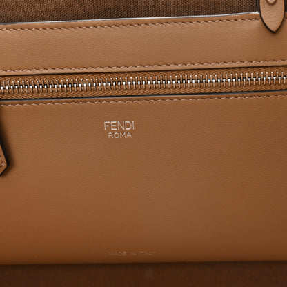 Fendi Velluto Jacquard Vitello Grace FF Large Reversible Shopping Tote Cappuccino Sand 6 of 13
