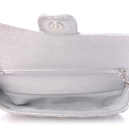 Chanel Metallic Lambskin Quilted Glasses Case With Chain Silver 5 of 11