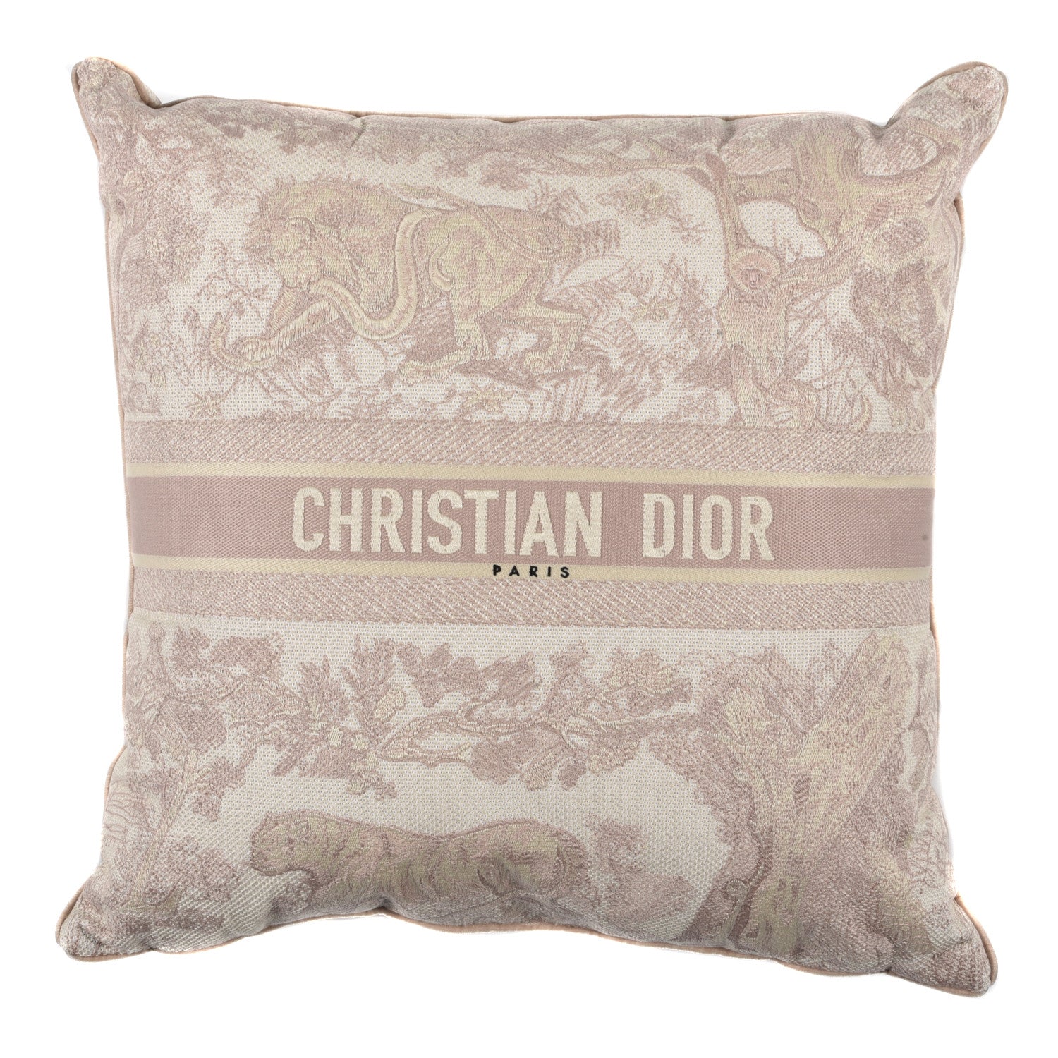 Christian Dior Cotton Toile de Jouy Square Pillow Rose Des Vents 1 of 3