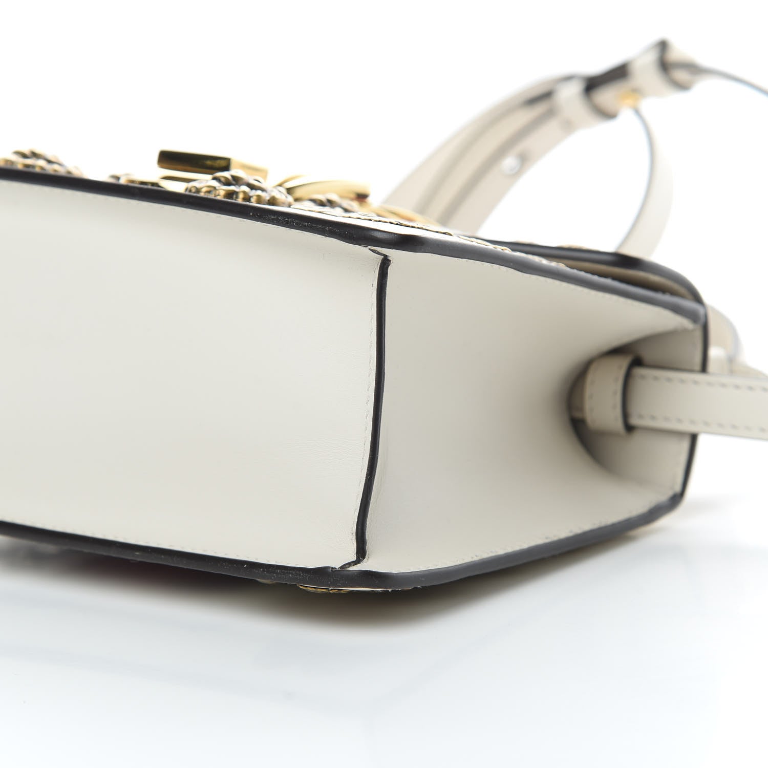 Gucci Calfskin Animal Studs Mini Sylvie Top Handle Bag White 10 of 12