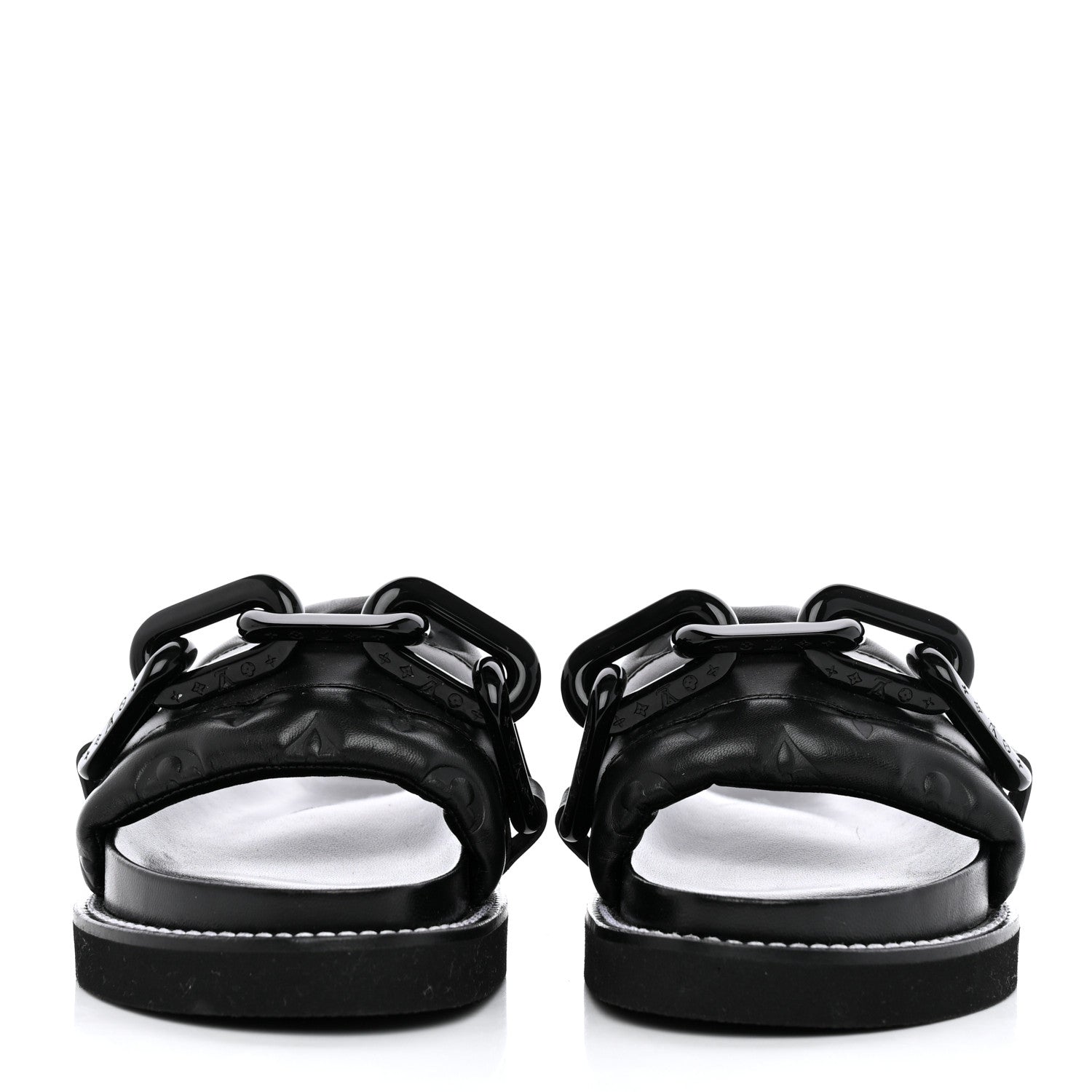 Louis Vuitton Calfskin Embossed Monogram Sunset Flat Comfort Mule 36 Black 2 of 13
