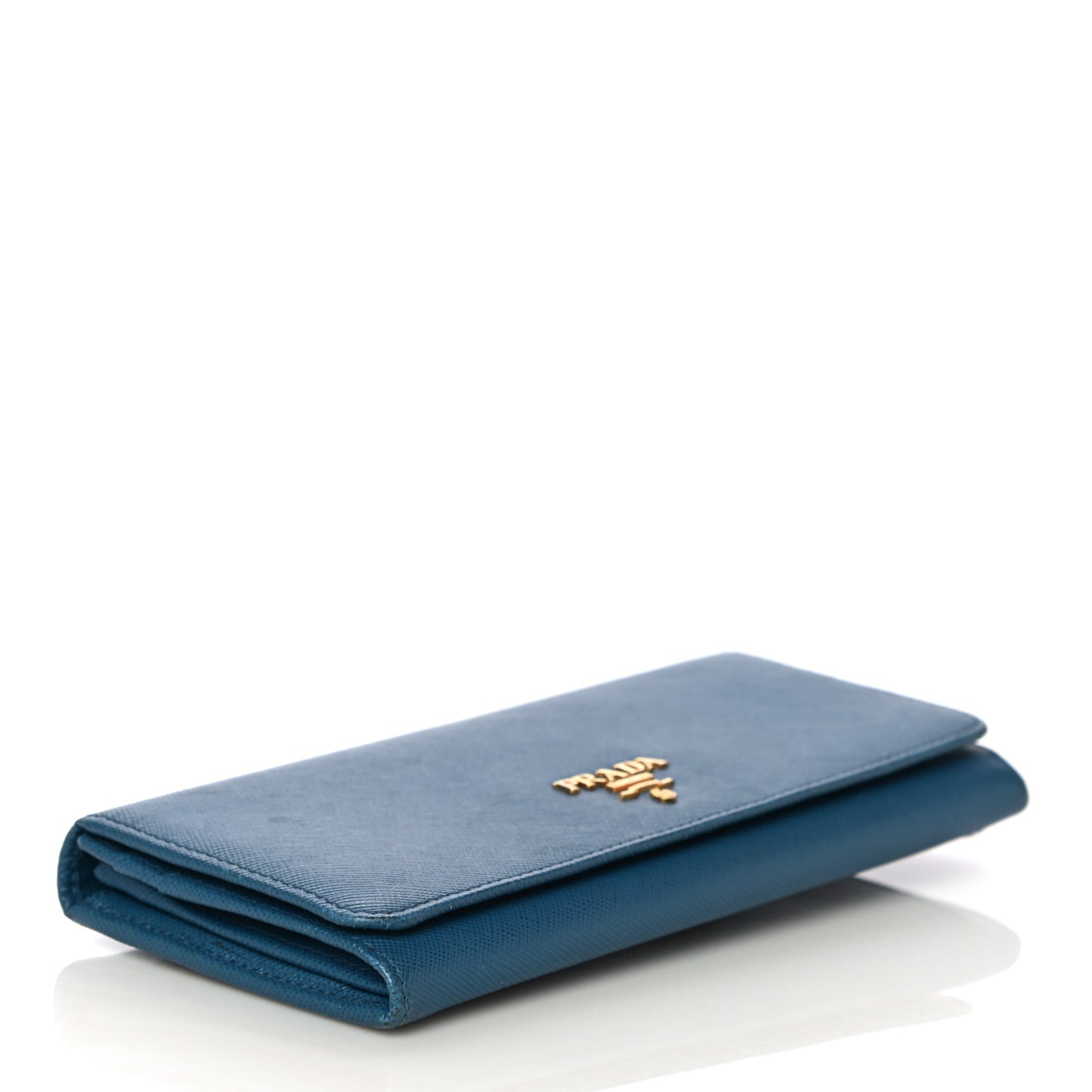 Saffiano Metal Continental Flap Wallet Blue
