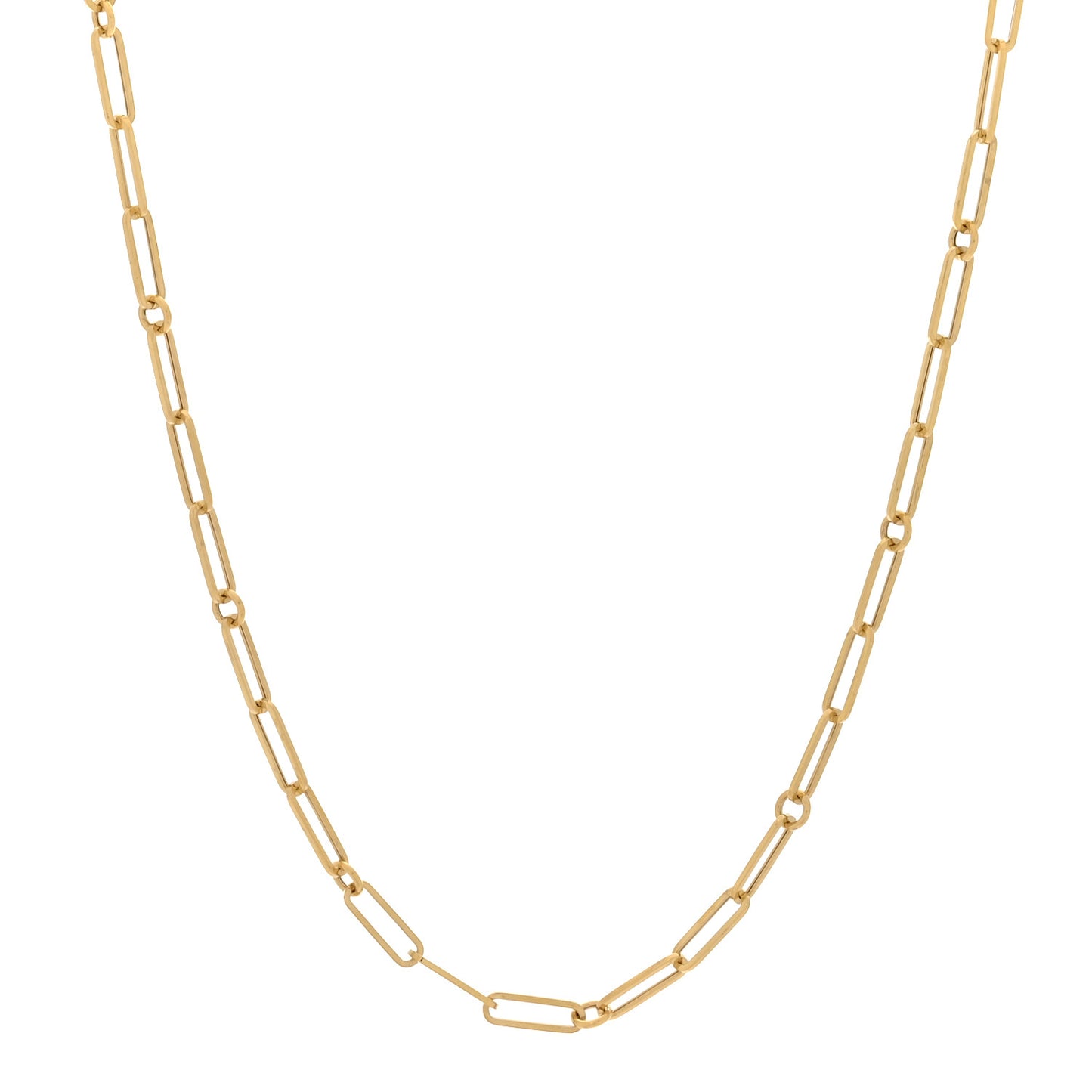 18K Yellow Gold Paper Clip Link Necklace