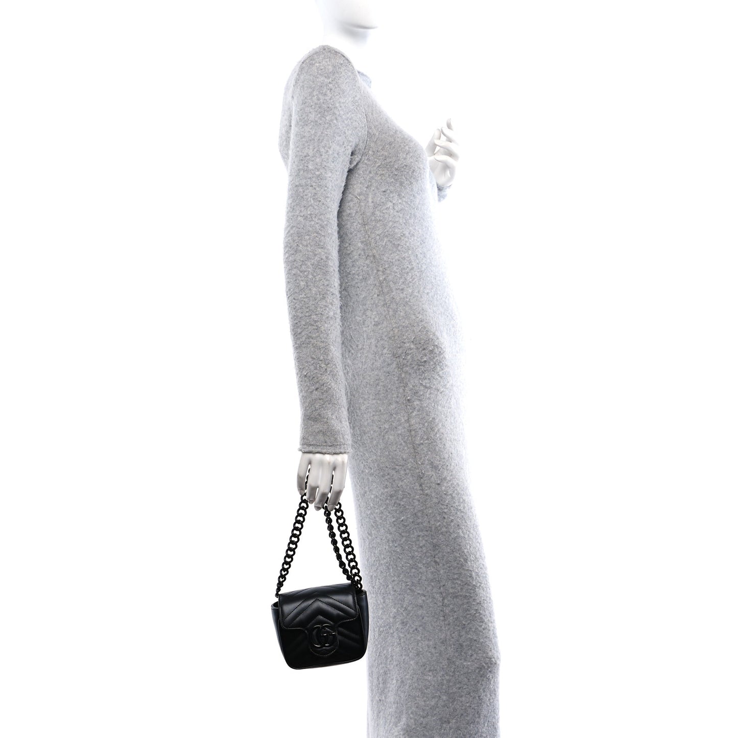 Calfskin Matelasse Monochrome GG Marmont Chain Mini Belt Bag Black