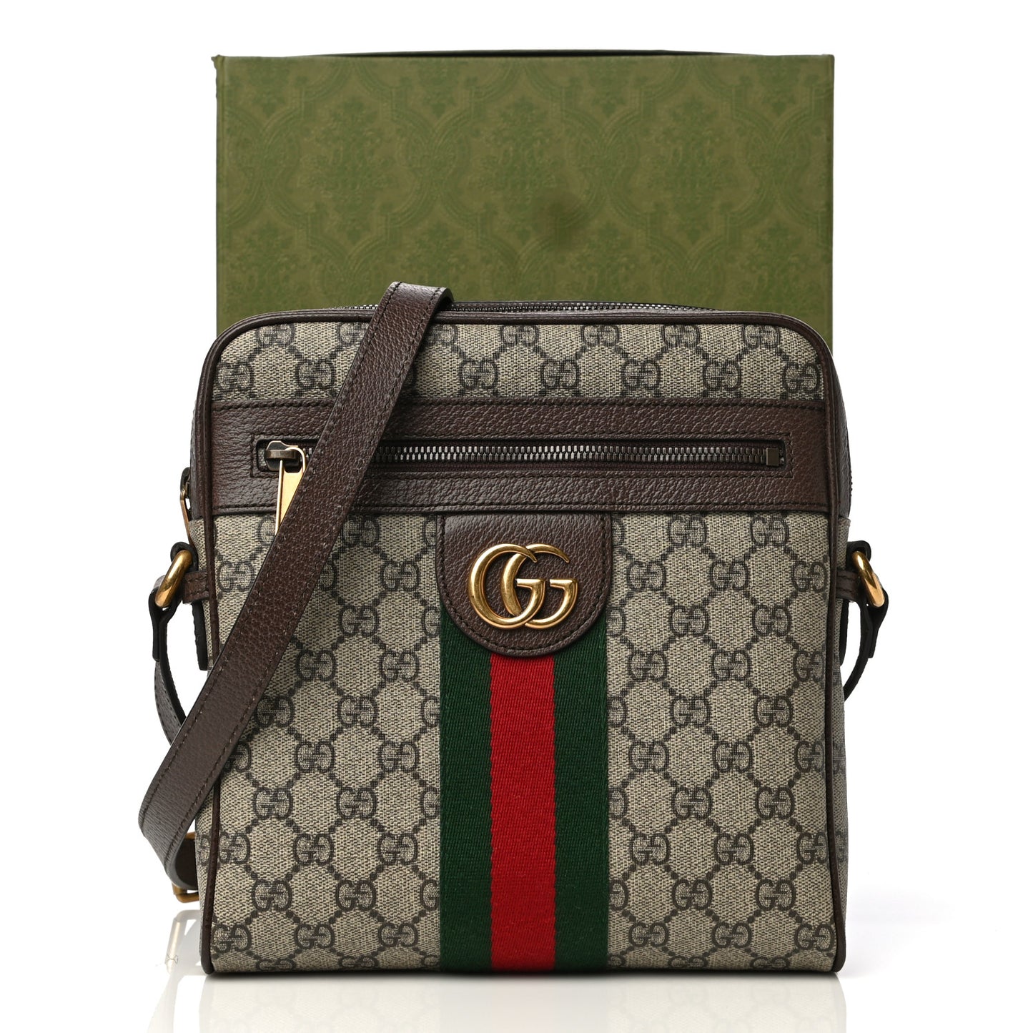 GG Supreme Monogram Web Small Ophidia Messenger Bag Brown