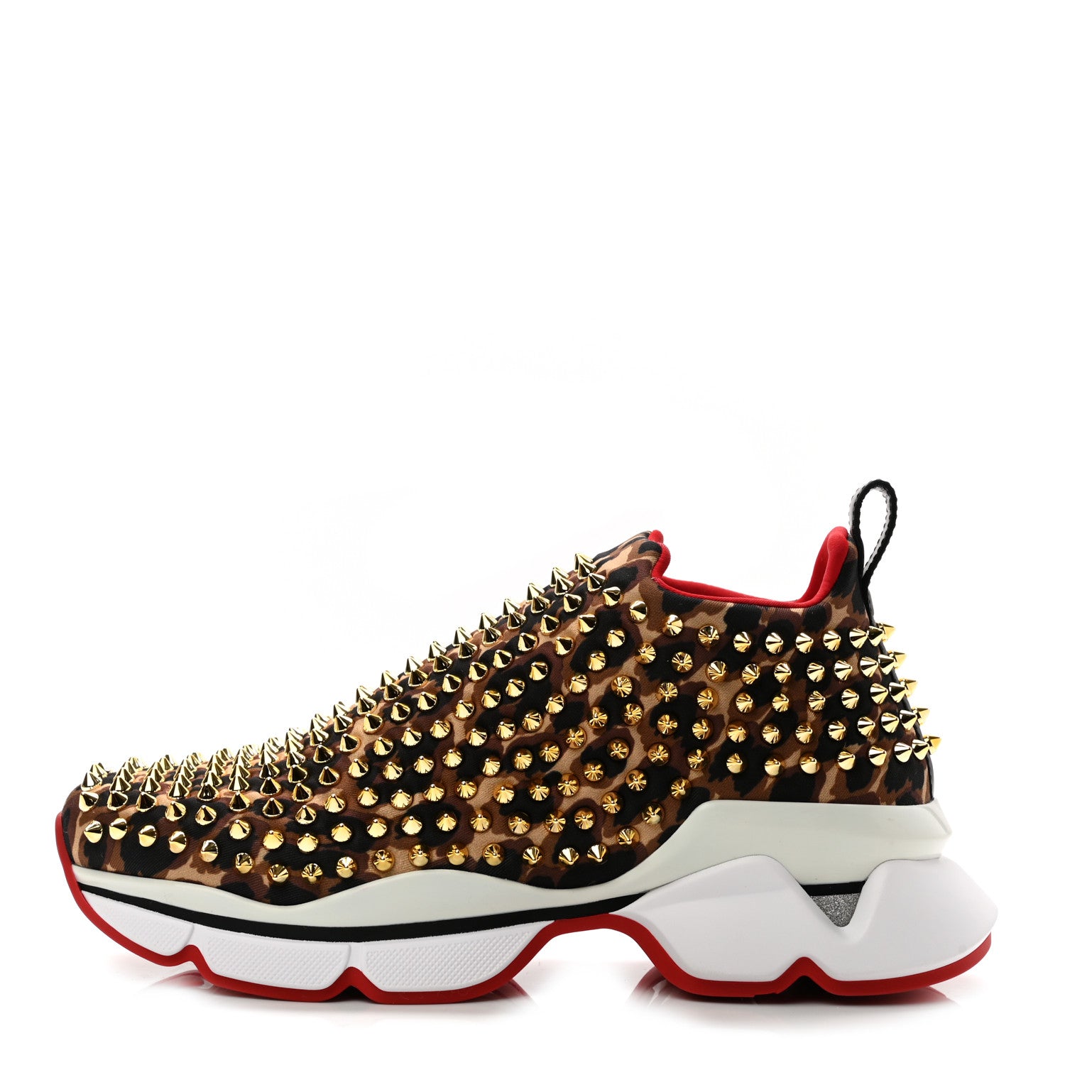 Christian Louboutin Neoprene Leopard Spike Sock Donna Flat