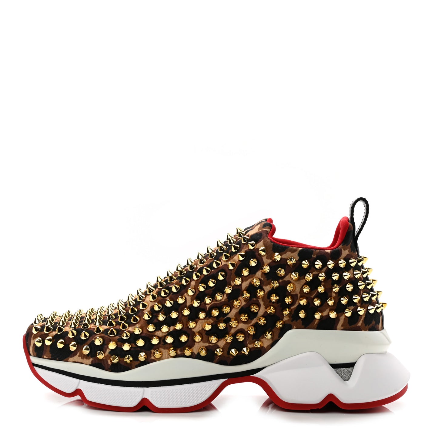 Neoprene Leopard Spike Sock Donna Flat Sneakers 38 Black Marron