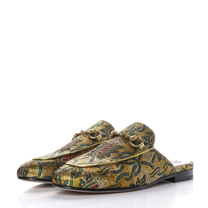 Gucci Iridescent Brocade Womens Princetown Slippers 36 Gold Multicolor 3 of 10
