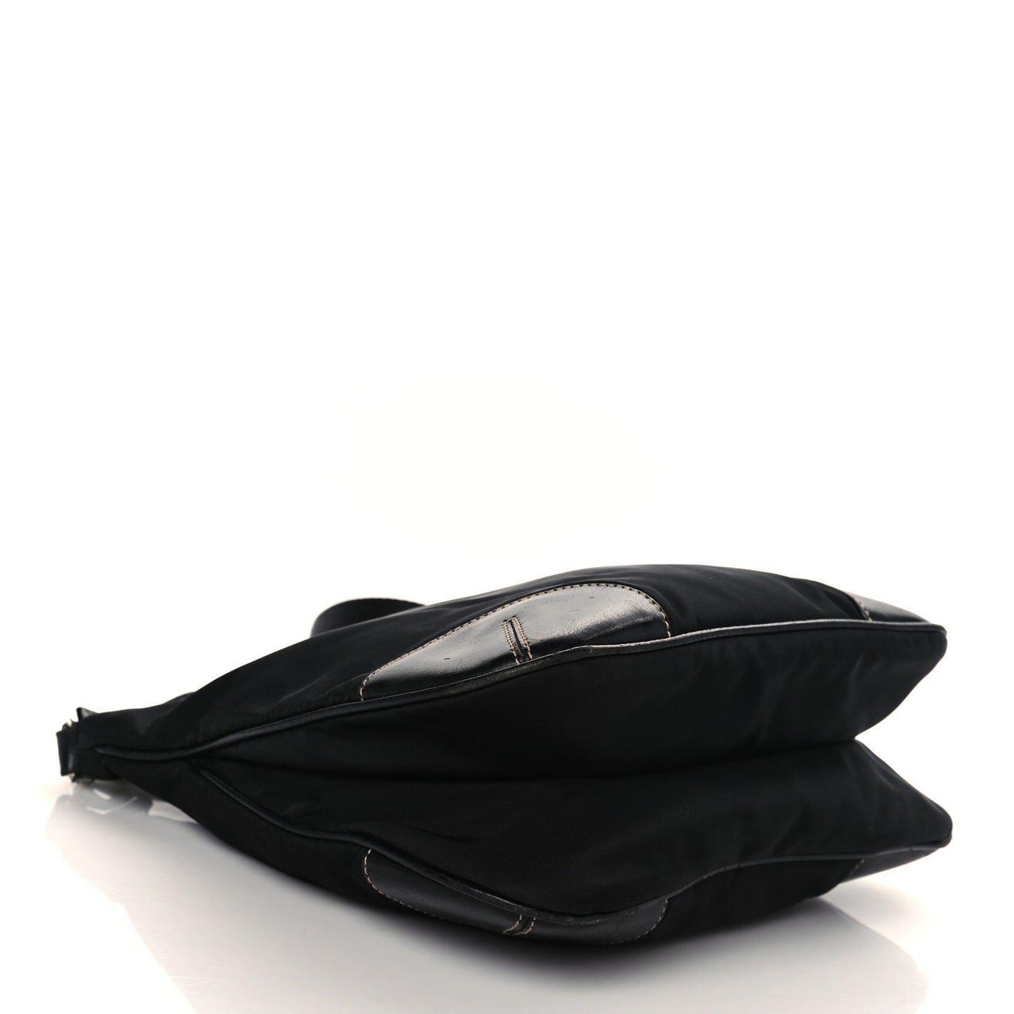 Tessuto Nylon Calfskin Flat Messenger Bag Black