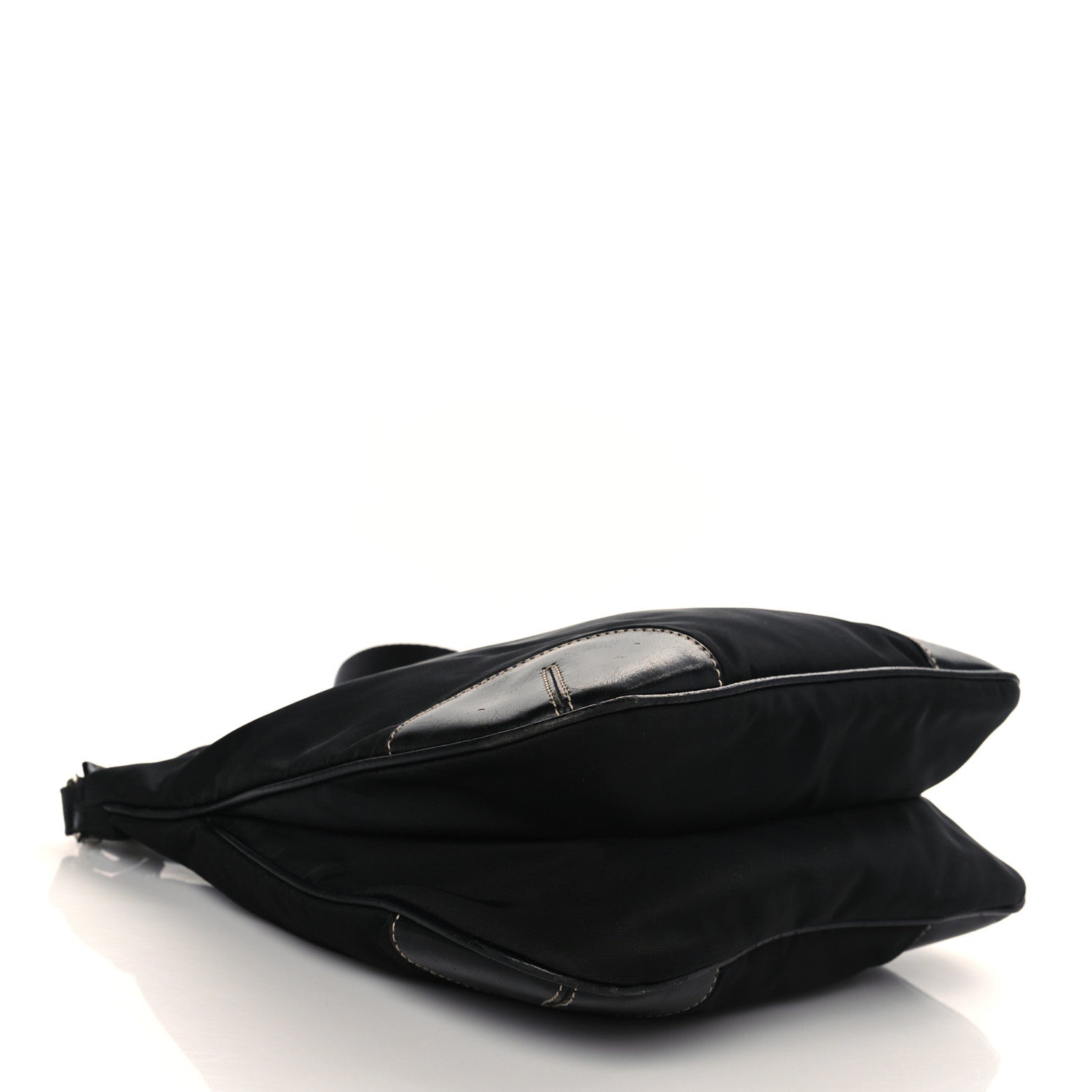 Prada Tessuto Nylon Calfskin Flat Messenger Bag Black 3 of 9