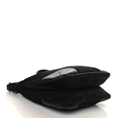 Prada Tessuto Nylon Calfskin Flat Messenger Bag Black 3 of 9