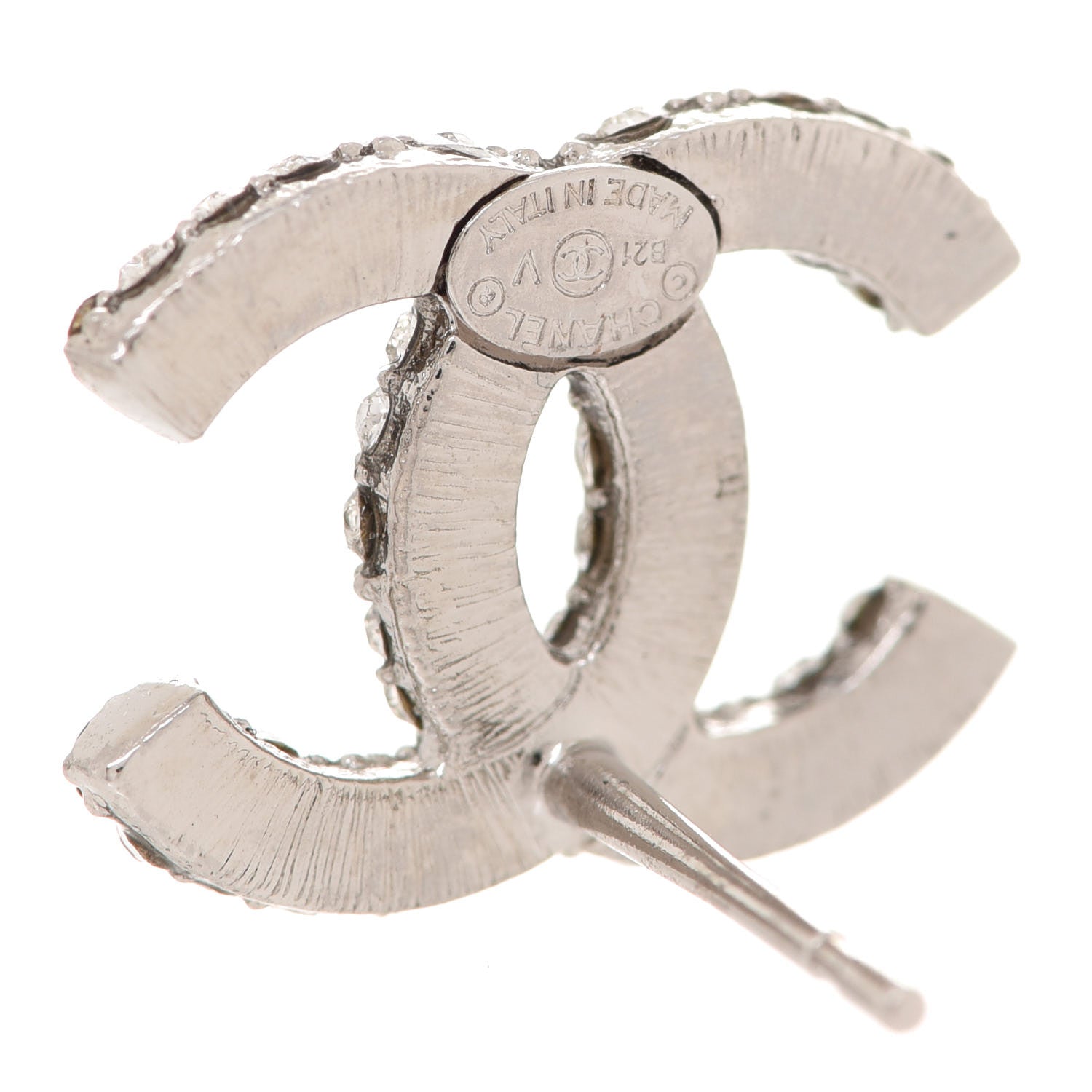 Chanel Crystal CC Treasure Chest Earrings Silver 4 of 5