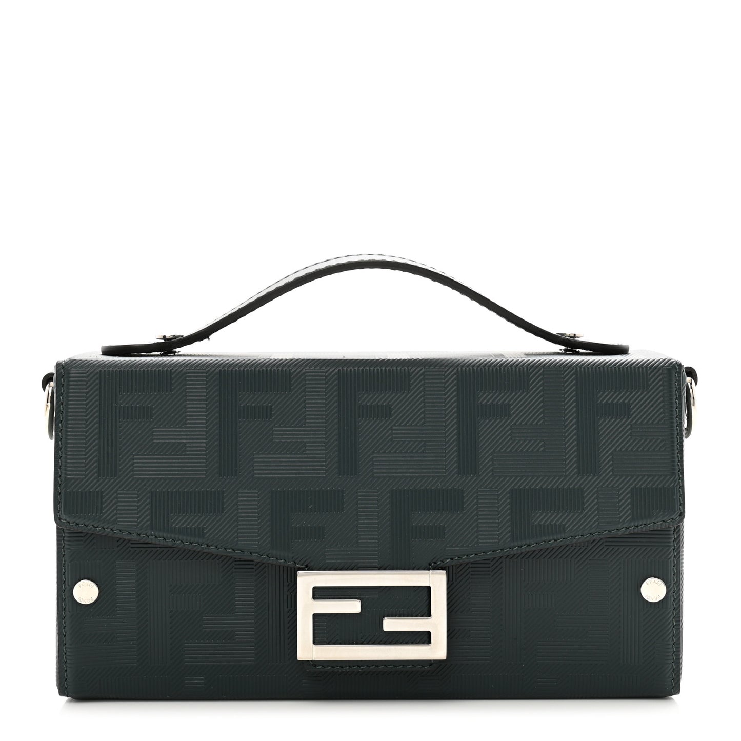 Vitello King FF Lines Embossed Baguette Soft Trunk Verde Inglese