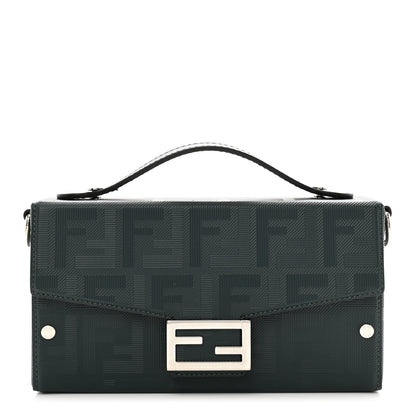 Fendi Vitello King FF Lines Embossed Baguette Soft Trunk Verde Inglese 1 of 10