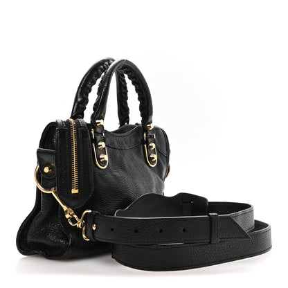 Balenciaga Chevre Gold Metallic Edge Hardware Mini City Black 4 of 12