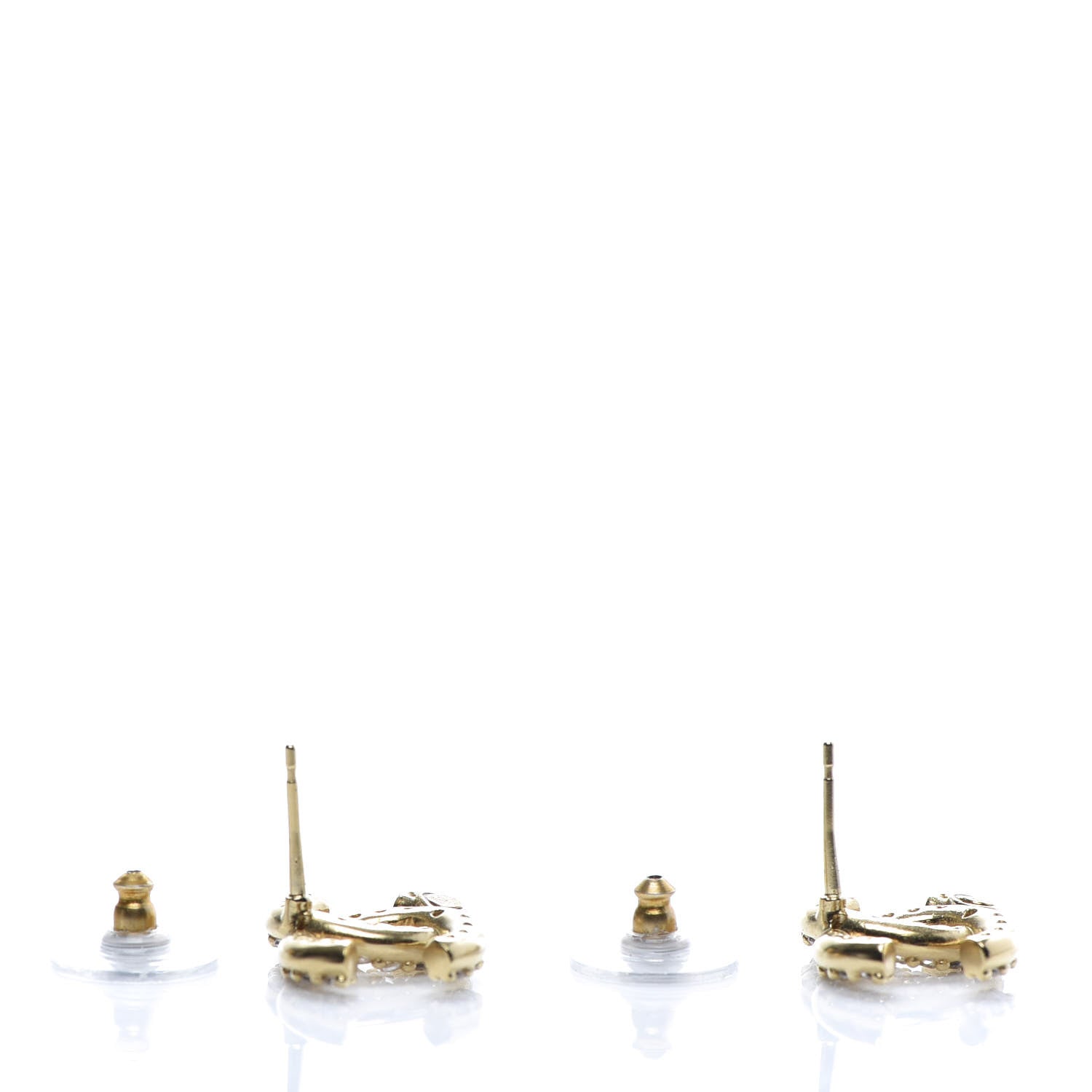 Chanel Crystal CC Earrings Gold 3 of 5