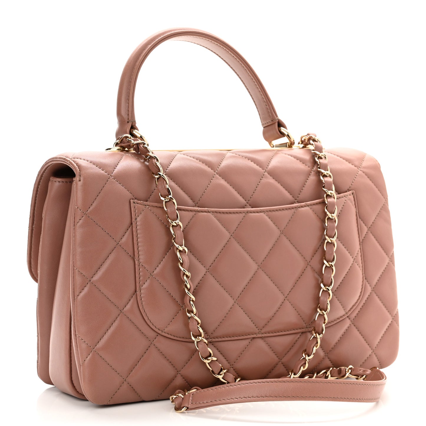 Lambskin Quilted Medium Trendy CC Flap Dual Handle Bag Pink