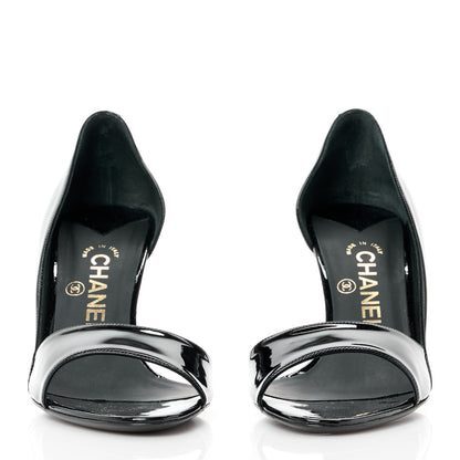 Chanel Patent CC Peep Toe Pumps 39 Black 2 of 9