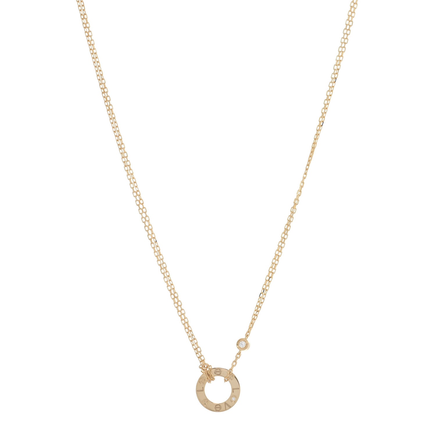 Cartier 18K Yellow Gold 2 Diamond LOVE Necklace 1 of 5