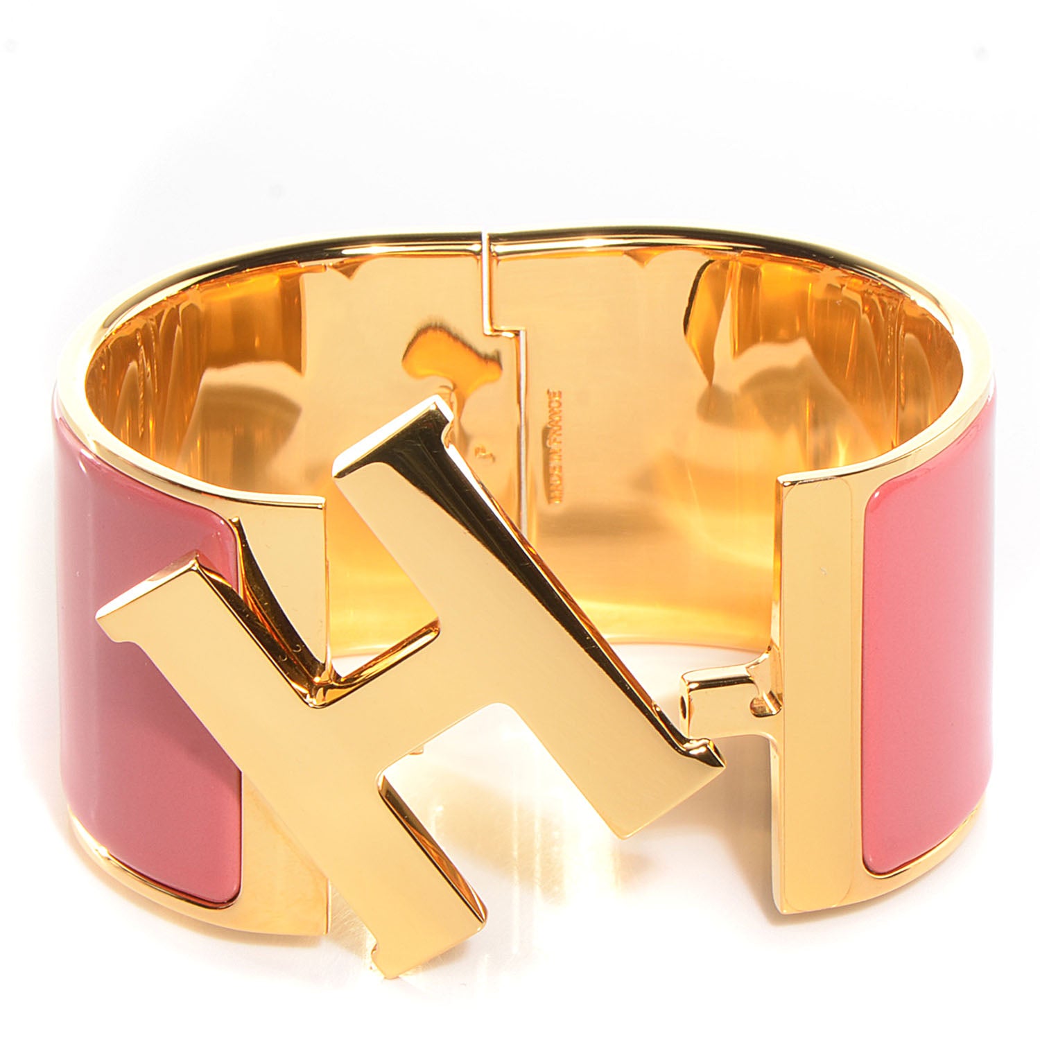 Hermes Enamel Extra Wide Clic Clac H Bracelet PM Rouge Corail 5 of 6