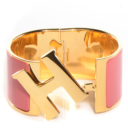 Hermes Enamel Extra Wide Clic Clac H Bracelet PM Rouge Corail 5 of 6