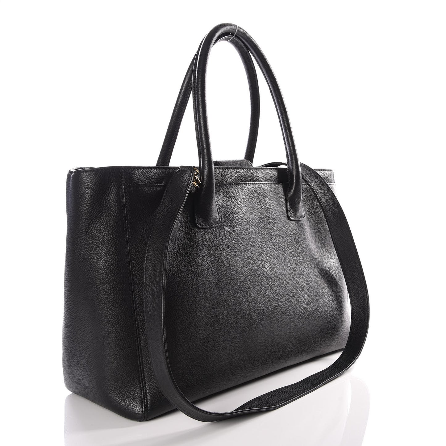 Calfskin Cerf Executive Shopper Tote Black