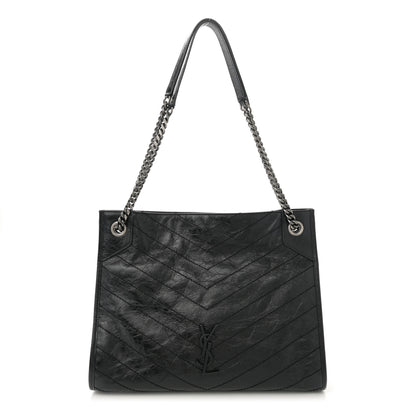 Saint Laurent Crinkled Calfskin Matelasse Monogram Medium Niki Shopper Tote Black 1 of 10