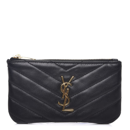 Saint Laurent Calfskin Matelasse Monogram Key Pouch Black 1 of 8