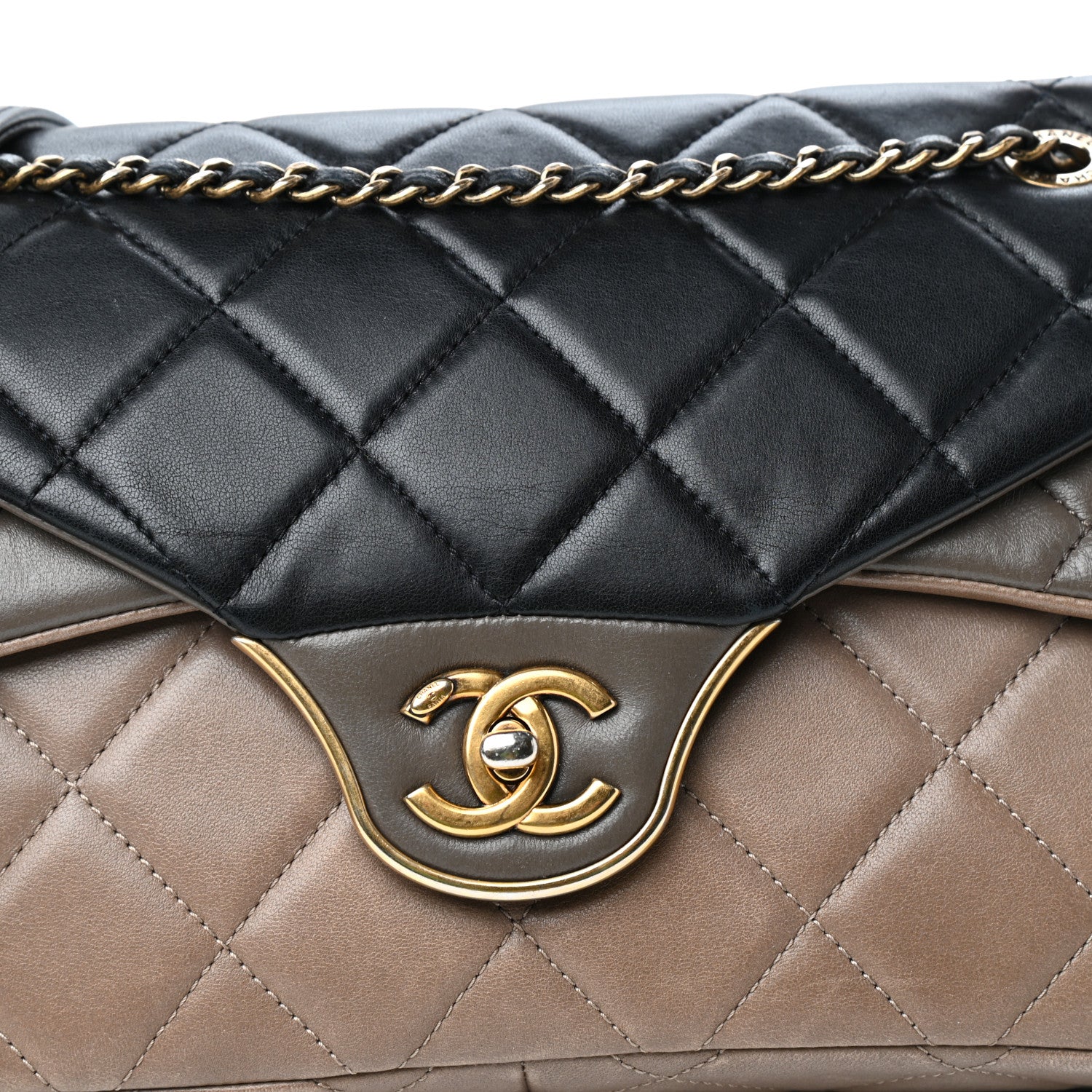 Chanel Lambskin Quilted Tri-Color Double Flap Black Taupe Brown 10 of 10