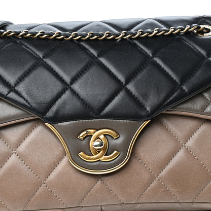 Chanel Lambskin Quilted Tri-Color Double Flap Black Taupe Brown 10 of 10