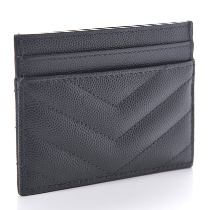Saint Laurent Grain De Poudre Matelasse Chevron Monogram Credit Card Case Algae 3 of 7