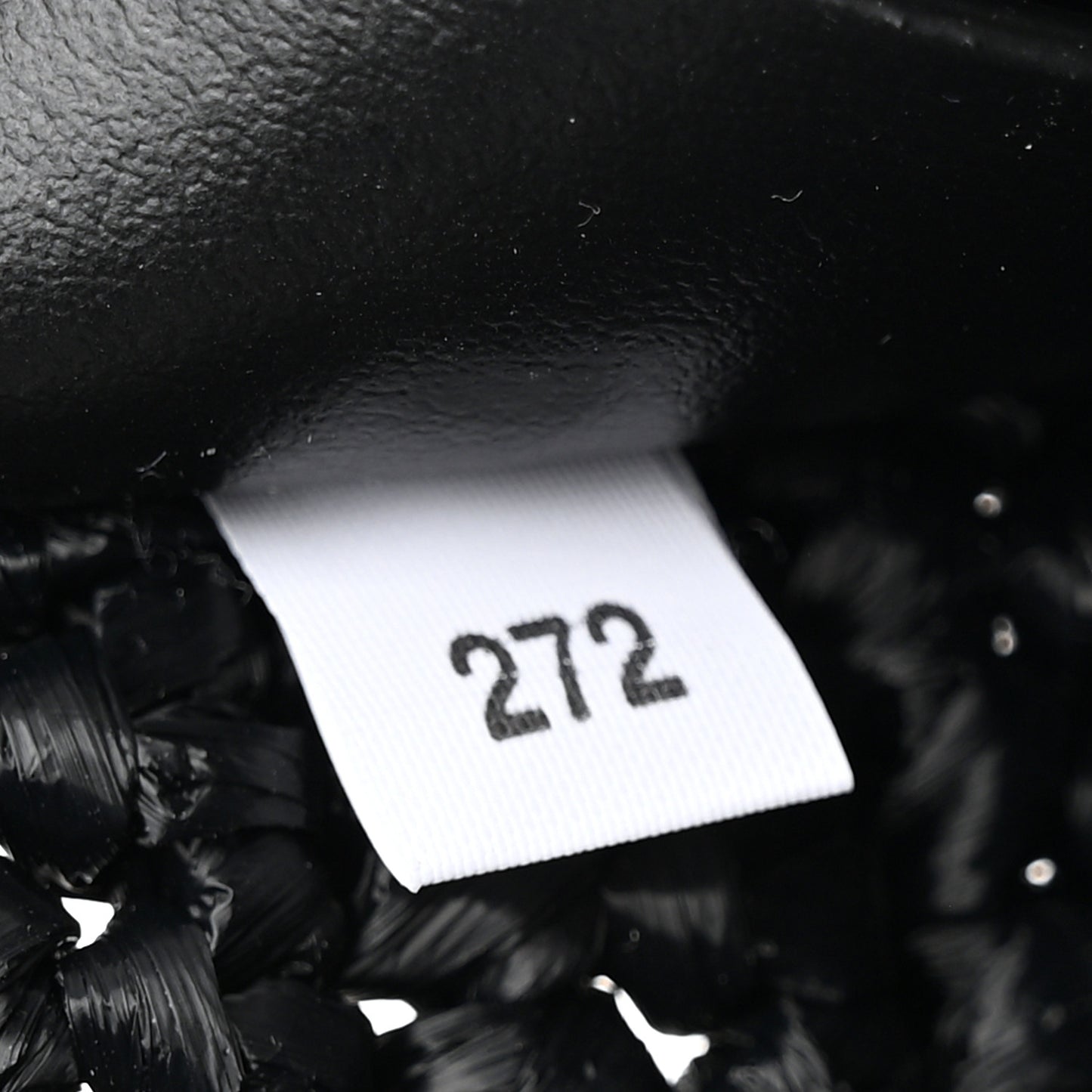 Yarn Raffia Effect Crochet Logo Embroidered Tote Bag Black