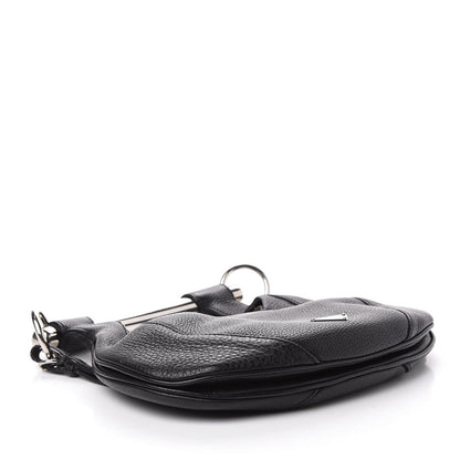 Prada Vitello Daino Metal Bar Top Handle Shoulder Bag Black 4 of 15