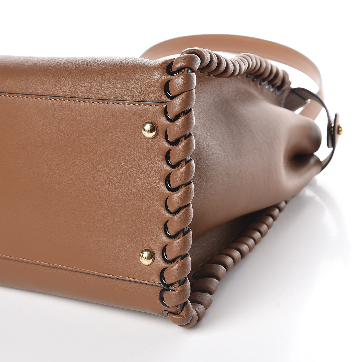Calfskin Lace Up Large Peekaboo Iconic Satchel Cognac