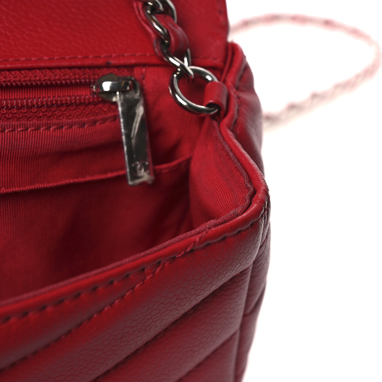 Chanel Caviar Chevron Quilted Small Single Flap Red 15 of 16
