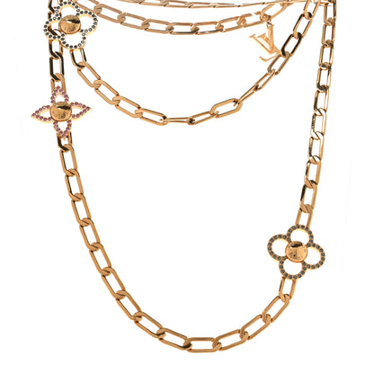 Louis Vuitton Monogram Multicolor Swarovski Crystal Flower Power Sautoir Necklace Gold 1 of 5