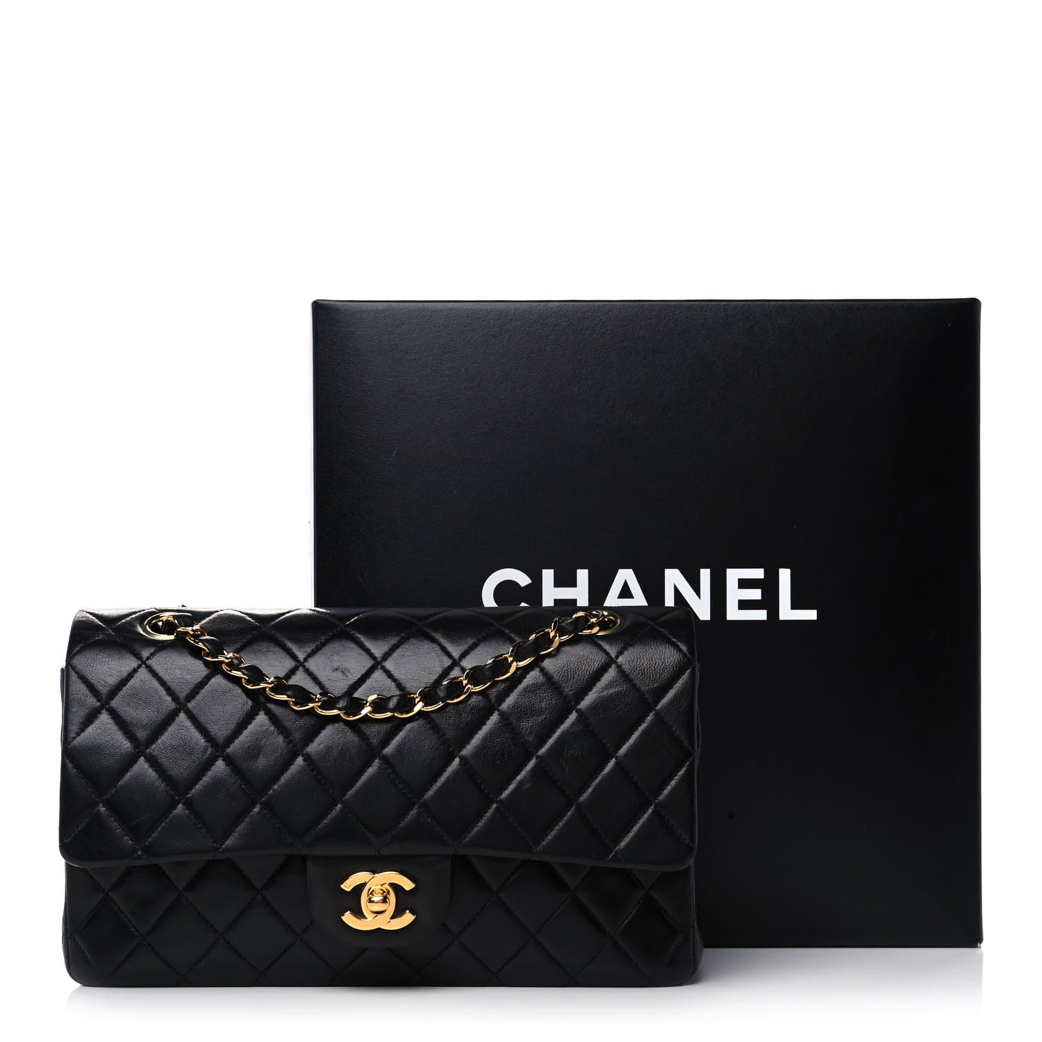 Chanel Lambskin Quilted Medium Double Flap Black 13 of 13
