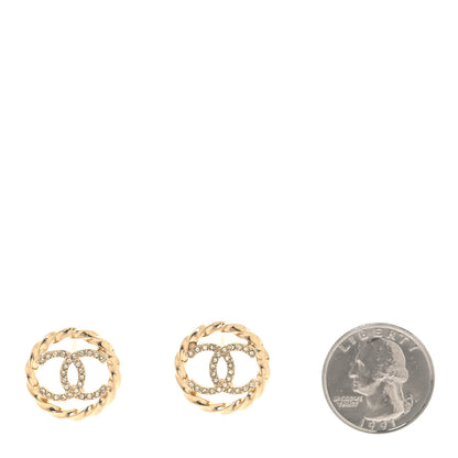 Chanel Metal Twist Crystal CC Earrings Gold 2 of 5