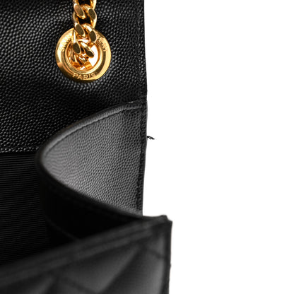 Saint Laurent Grain De Poudre Textured Mixed Matelasse Large Triquilt Monogram Satchel Black 14 of 15