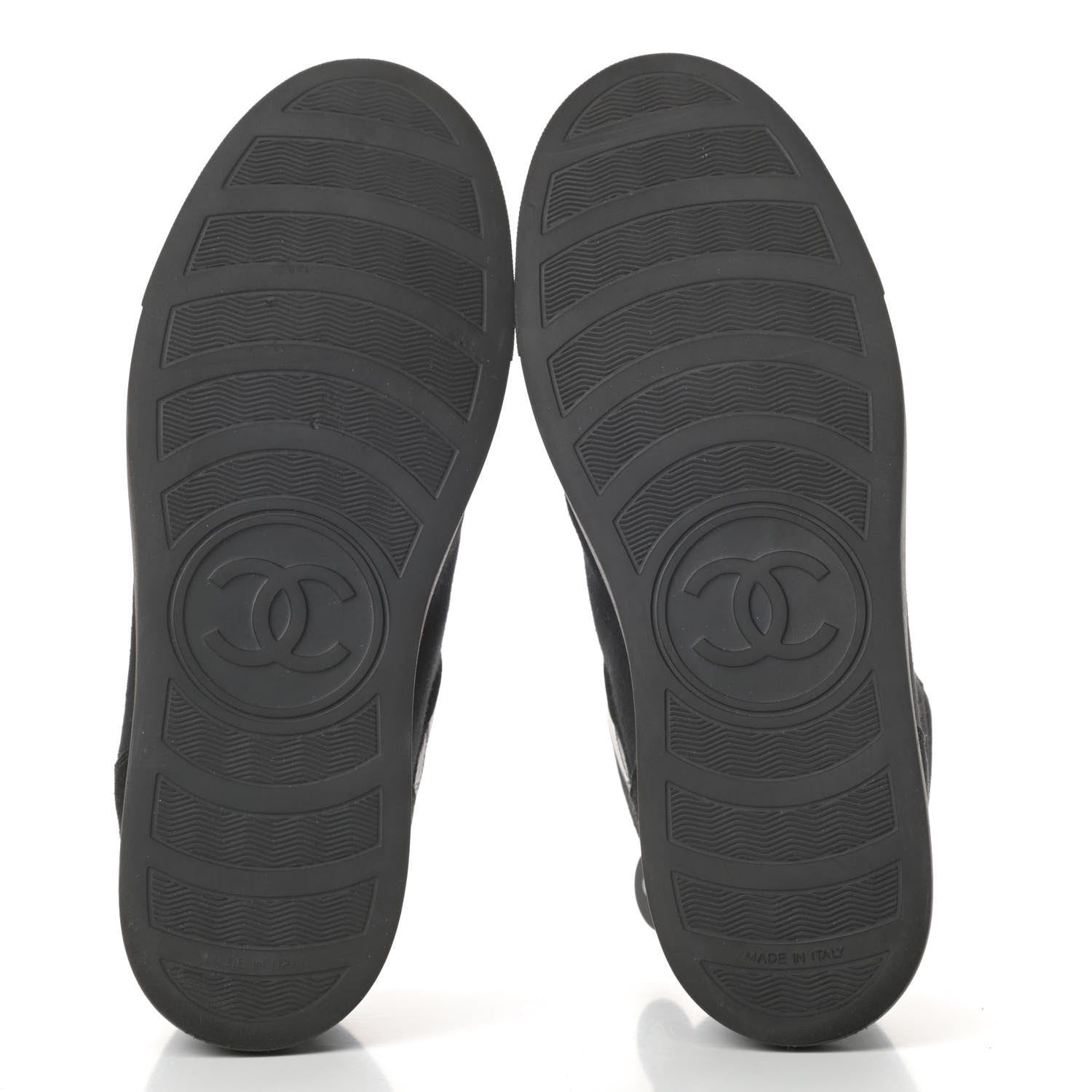 Chanel Toile Suede Calfskin Mens High Top Sneakers 43 Black 5 of 9