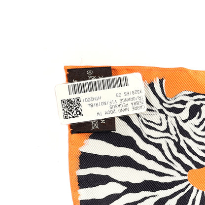 Hermes Silk Carre Zebra Pegasus Nano Scarf 20 Orange Vif Black 3 of 4