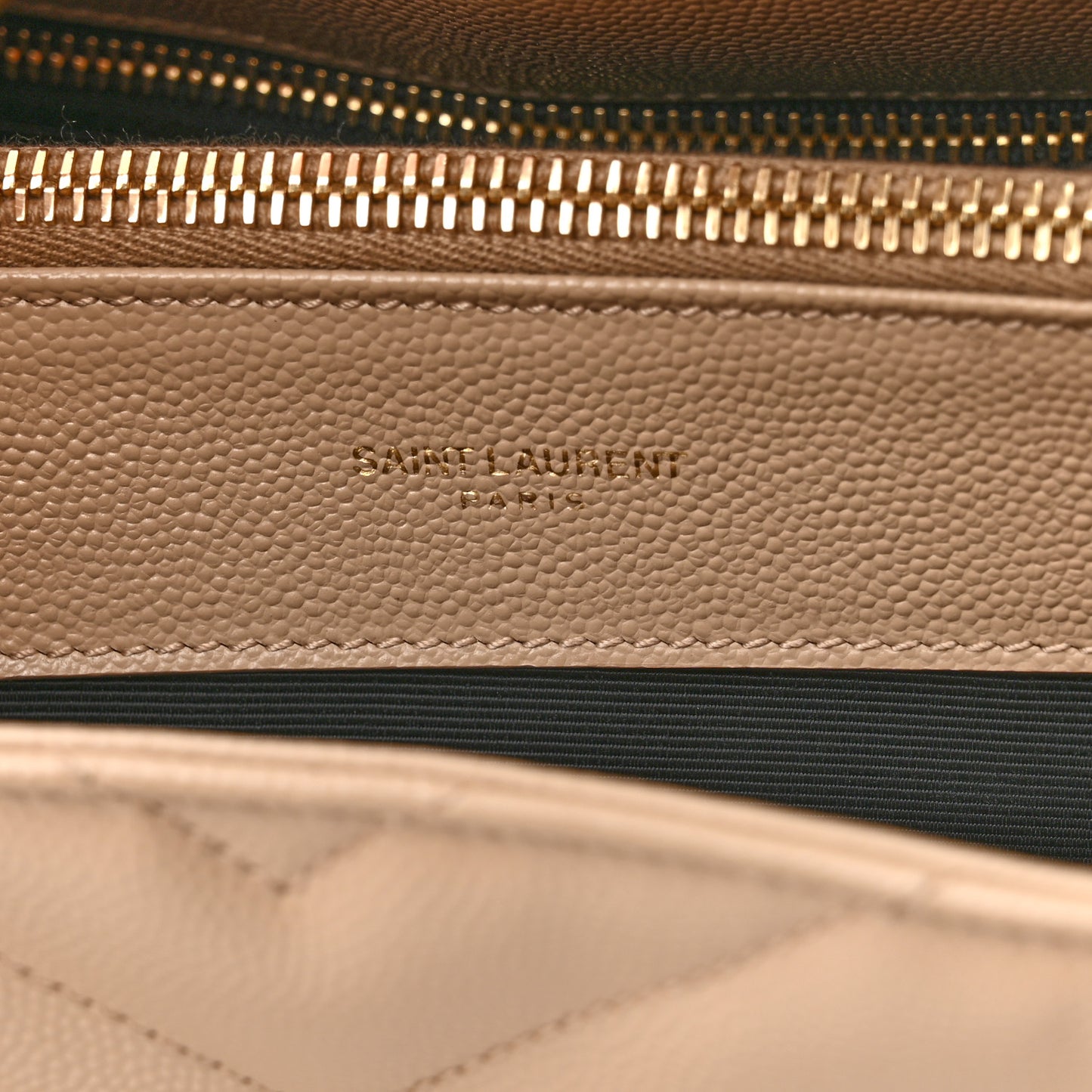 Grain De Poudre Matelasse Chevron Monogram Shopping Bag Dark Beige