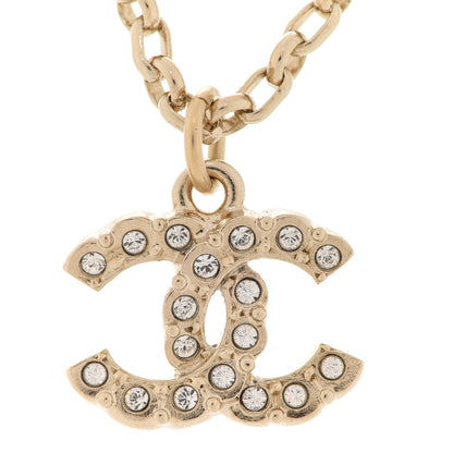Chanel Pearl Crystal CC Pendant Necklace Gold 4 of 6