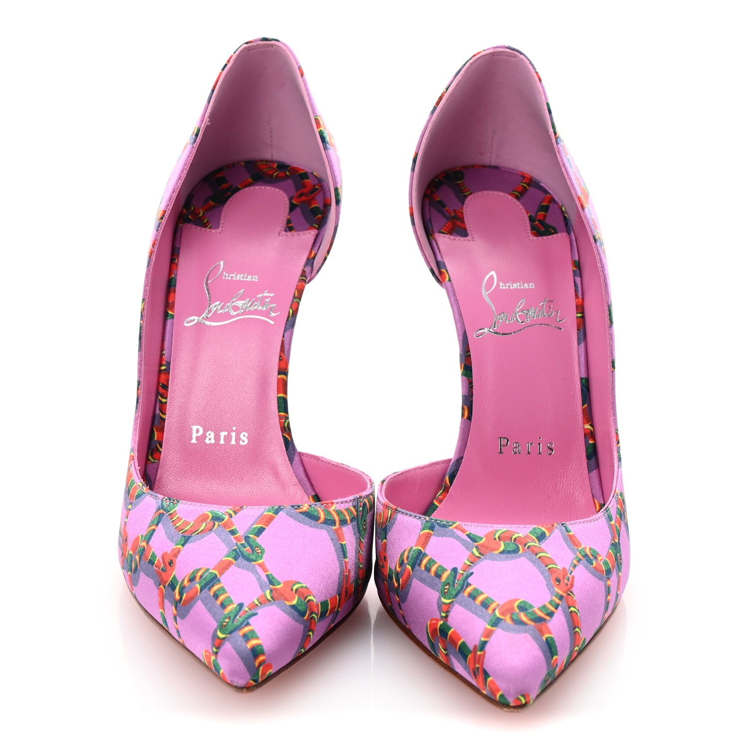 Christian Louboutin Satin Printed Iriza 100 Pumps 39 Gummy 3 of 8