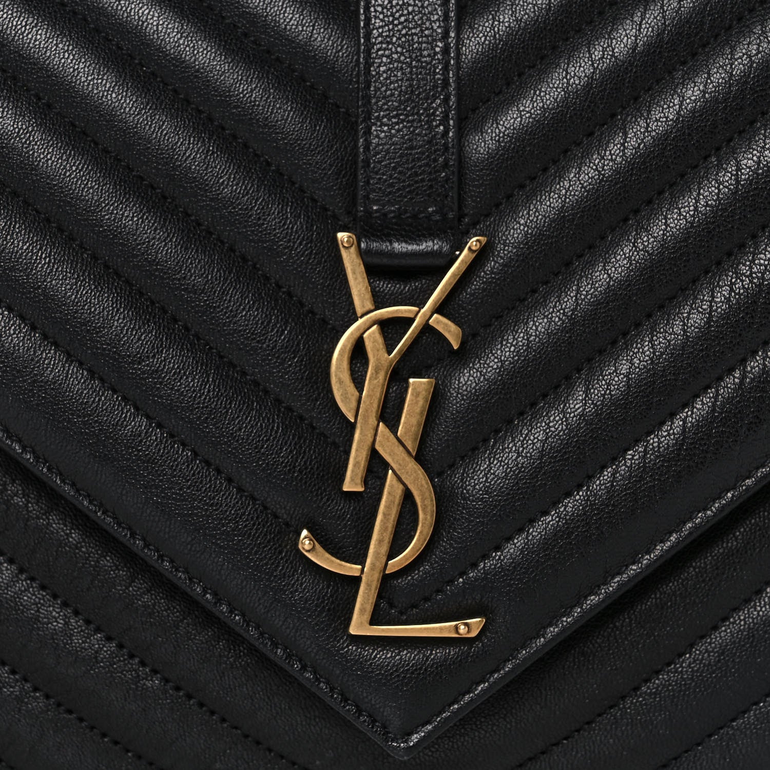 Saint Laurent Sheepskin Matelasse Chevron Monogram Large College Satchel Black 10 of 12