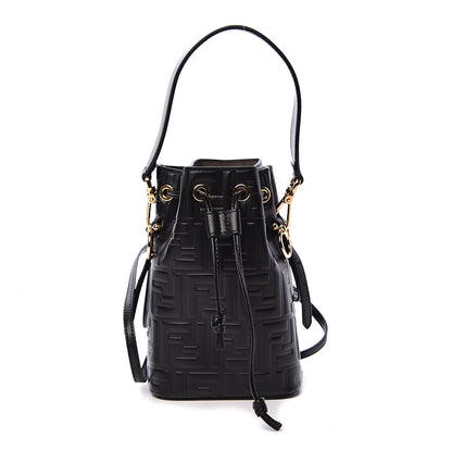 Fendi Vitello Liberty F is Fendi FF 1974 Embossed Mini Mon Tresor Bucket Bag Black 1 of 9