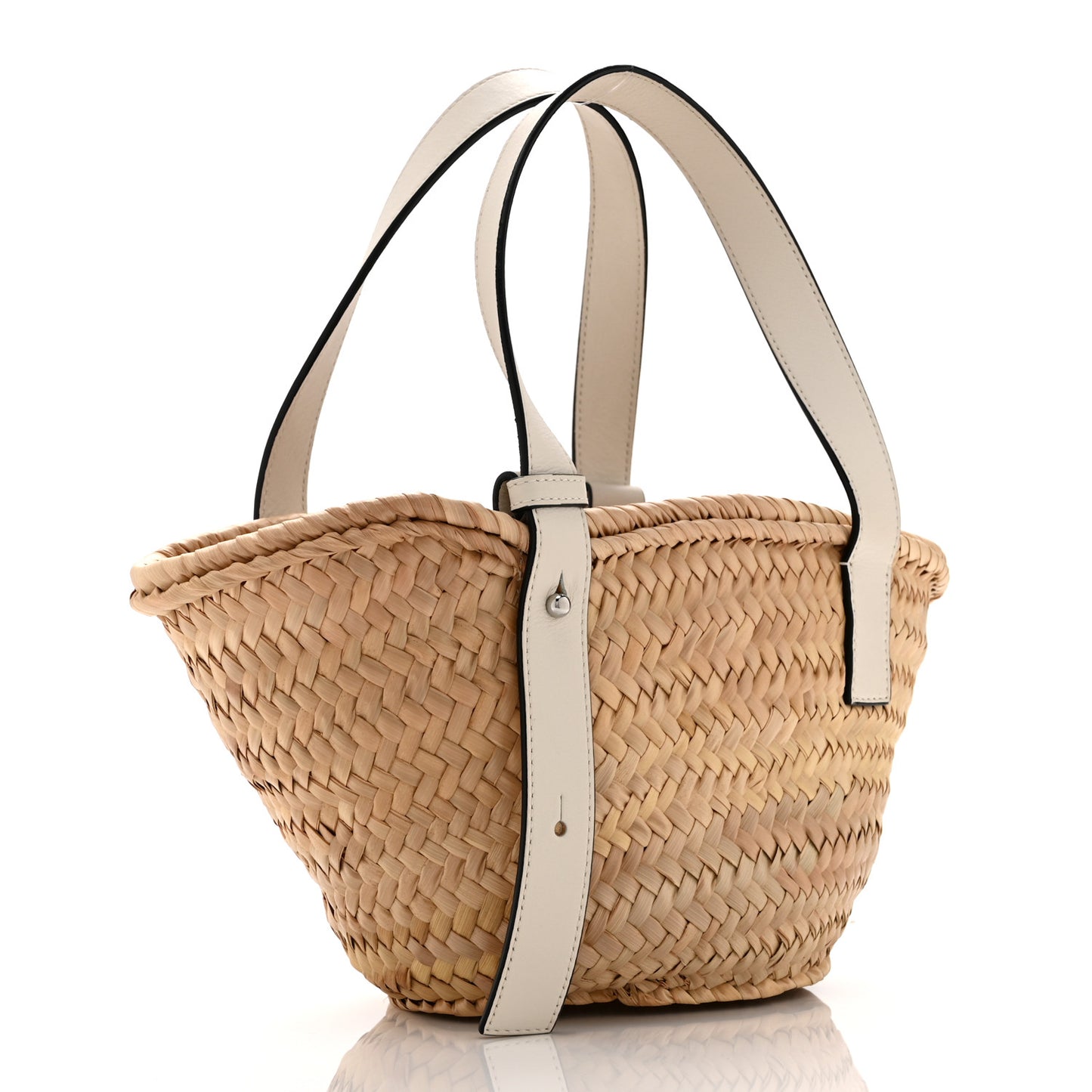 Raffia Small Basket Tote Bag Natural White